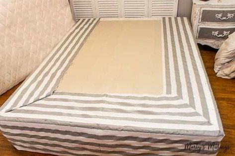 Don't know how to sew but still want a beautiful, inexpensive bedroom? Learn how to pull it all together with this easy no sew DIY bed skirt tutorial, pictures included! How To Make A Bed Skirt From A Sheet, Bed Skirt Ideas Modern Diy, Diy Bed Skirt From Flat Sheet, Bedskirt Alternatives Metal Frame, Bed Skirt Alternative Metal Frame, Bed Skirt Ideas Modern, Bedskirt Diy, Bed Skirt Ideas, Bedskirt Tutorial