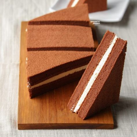 Chocolate Sandwich Cake with Buttercream - Spoonful Passion Fluffy Buttercream, British Bake Off Recipes, Chocolate Cake With Coffee, Cake With Buttercream, Sandwich Ingredients, Buttercream Filling, Sandwich Cake, Custard Filling, Chocolate Sandwich