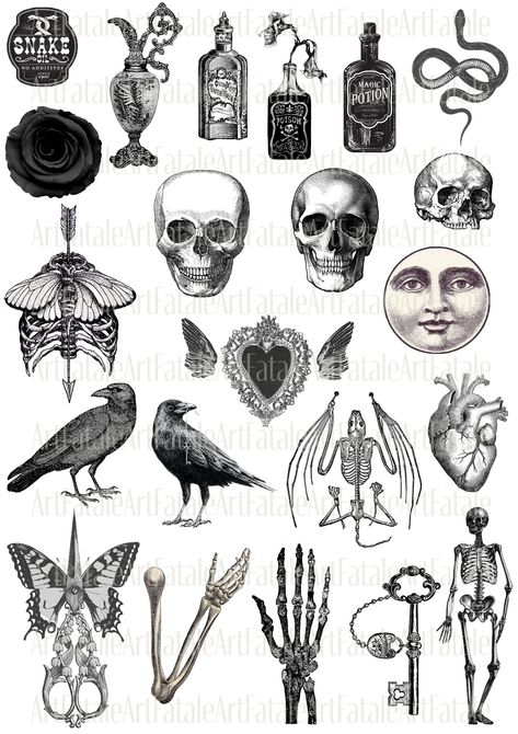 Enjoy and use these gorgeous high quality images of vintage dark and macabre elements for your cards to your loved ones, your pretty journal, or favourite scrapbook. You can also print them as stickers and make anything and everything - sublimation, fussy cut and others. Suitable for digital papers, junk journals, cutout, scrapbooks, planner stickers, pattern-making, printing, card decorations, and much more! IMPORTANT INFORMATION This is a digital product. No physical prints will be mailed. WHA Cute Stickers For Journaling, Black Vintage Stickers, Dark Academia Journal Stickers, Horror Scrapbook Ideas, Goth Junk Journal, Emo Scrapbook, Vintage Stickers Png, Gothic Stickers Printable, Dark Stickers Aesthetic