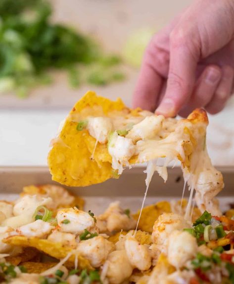 Crab Nachos - Summer Crab Meat Nachos Crab Nachos Recipe, Crab Nachos, Seafood Nachos, Shrimp Nachos, Foam Coffee, Garden Salsa, Jumbo Lump Crab, Lump Crab, Nacho Cheese Sauce