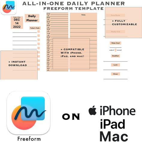 Freeform Template Daily Planner for iPad, iPhone, and Mac plannerpeace #minimalistramadanplanner. Ipad Template, Interactive Calendar, Planner For Ipad, Daily Routine Planner, Quiet Book Templates, Birth Certificate Template, Planner Writing, Student Notebooks, Ipad Planner