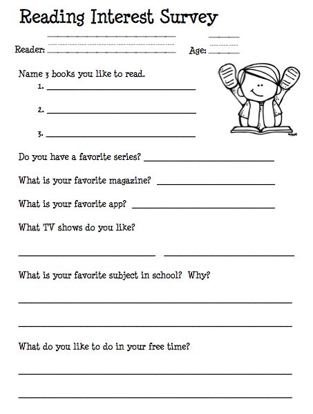 Strategy connected to Ch. 3:  This activity allows the students to speak about their likes including their favorite books, and it helps the teacher to get to know their students better. This can enhance listening and questioning about information they are going to read through the year. Interest Inventory Elementary, Reading Interest Inventory, Reading Inventory, Reading Interest Survey, Student Interest Survey, Reading Survey, Interest Inventory, Interest Survey, Library Lesson Plans