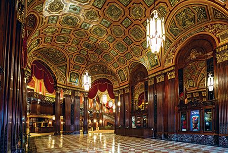 The elegant restored lobby of the Kings Theatre now welcomes guests to various types of entertainment. Photo: Whitney Cox Paris Opera House, Historic Theater, Majestic Theatre, Theatre Interior, Forest Hills, Traditional Building, Historical Place, Play Houses, Places Around The World