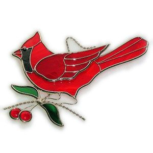 Stained Glass Cardinal Pattern | Cardinal and Cherries Suncatcher Cardinal Suncatcher, Stained Glass Cardinal, Red Cardinal Bird, L'art Du Vitrail, Glass Art Design, Stained Glass Patterns Free, Glass Art Pictures, Stained Glass Bird, Stained Glass Birds