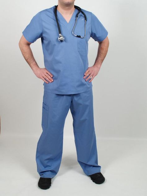 Scrubs are the sanitary clothing worn by surgeons, nurses, physicians and other workers involved in patient care in hospitals. Common colors that worn in surgery are colored solid light grey, light green, light blue or a light green-blue shade.   tigermedical.com Hospital Patient Outfit, Surgeon Outfit, Film Analysis, Blue Scrubs, Grey Light, Green Light, Surgery, Scrubs, Light Green