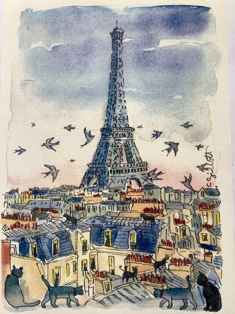 PARIS Letters:paris Eiffel Tower With Cats Single Letter | Etsy Paris Drawing, Art Parisien, Paris Rooftops, Paris Illustration, Paris Tour, Paris Wallpaper, Dorm Art, K Wallpaper, Paris Art