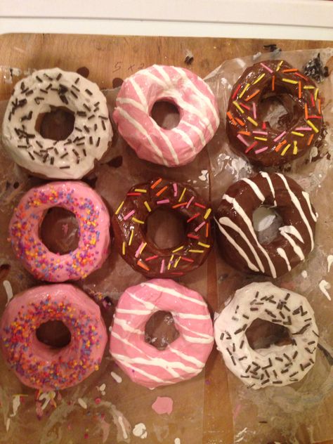 Paper Mache Donuts Donut Paper Mache, Paper Mache Food, Peter Anton, Paper Mache Art Projects, Sculpture Lessons, Food Sculpture, Wayne Thiebaud, 4th Grade Art, Mache Art