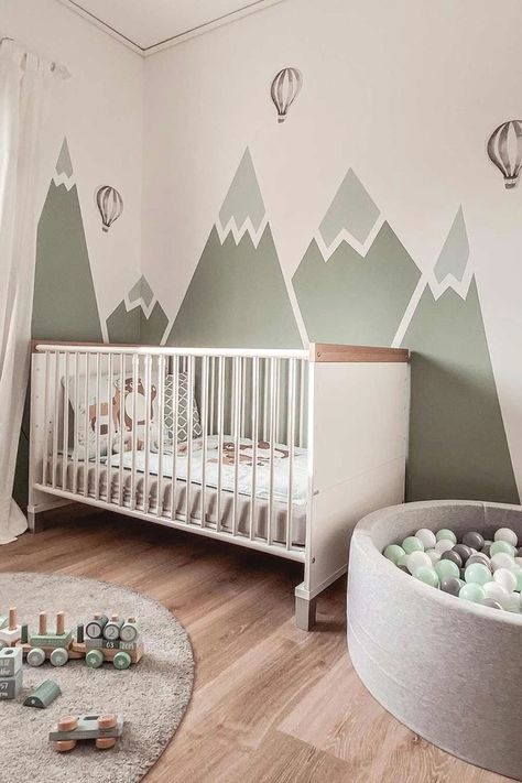 #babyboyroom #babyroom #nurserydecor #ikeanursery Nursery Wall Painting, Newborn Room, Nursery Room Design, Baby Room Inspiration, Baby Boy Room Nursery, Baby Room Wall, Nursery Room Boy, Nursery Room Inspiration, Nursery Paintings