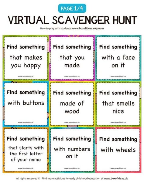 Aug 24, 2020 - When you need a fuss-free and easy activity for the kids, scavenger hunts are where you should turn. Usually, all you need is a printer and a pen, pencil, or crayon to get started in just minutes. These printable scavenger hunts for kids are perfect for busy families when there isn't time for setting up elaborately pla… Virtual Scavenger Hunt, Scavenger Hunt Ideas For Kids, Zoom Activities, Indoor Scavenger Hunt, Scavenger Hunt Ideas, Digital Learning Classroom, Activities For Students, Interactive Video, Education Positive