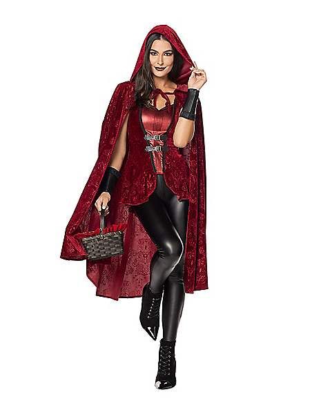 Adult Mysterious Red Riding Hood Costume - Spirithalloween.com Halloween Costume Little Red Riding Hood, Red Cape Costume, Red Riding Hood Makeup, Big Bad Wolf Costume, Robin Hood Costume, Home Halloween Costumes, Riding Hood Costume, Spirit Halloween Costumes, Red Riding Hood Costume