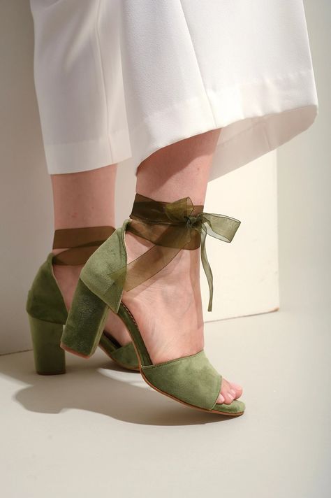 Sage Green Wedding Shoes for Bride, Sage Green Bridal Shoes, Bridal Heels, Sage Green Shoes, Velvet Shoes, Wedding Heels - Etsy Greece Sage Green Shoes, Cottage Core Shoes, Green Bridal Shoes, Shoes Wedding Heels, Small Heel Shoes, Wedding Shoes For Bride, Shoes For Bride, Green Platform, Shoes For