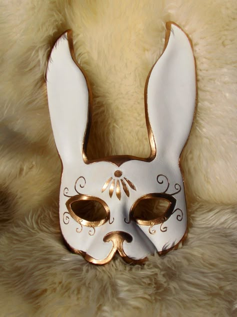 Rabbit Mask, Kitsune Mask, Bunny Mask, Mask Art, Venetian Masks, White Mask, Leather Mask, Cool Masks, Masks Art