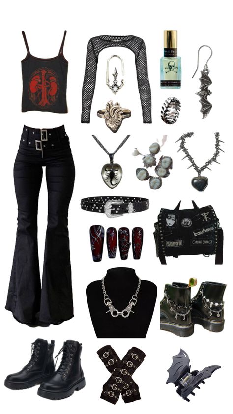 goth maximalist emo alternative alt fishnets jewelry dark collage 2000s Goth Fashion, Alternative Aesthetic Outfits, Dark Collage, Summer Goth Outfits, Maximalist Outfit, Collage Outfits, Outfits 2000s, Y2k Summer Outfits, Alt Outfits