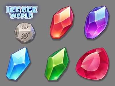 Crystal Icon, Game Gem, Idle Game, Props Concept, 2d Game Art, Magic Stones, Casual Art, Game Ui Design, Casual Game