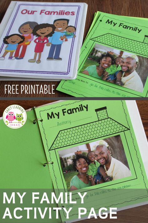 Preschool Families Unit, Class Books Preschool, Preschool Families Activities, All About Me Theme, Preschool Family Theme, Displaying Family Pictures, Pre K Classroom, Family Activities Preschool, Preschool Family