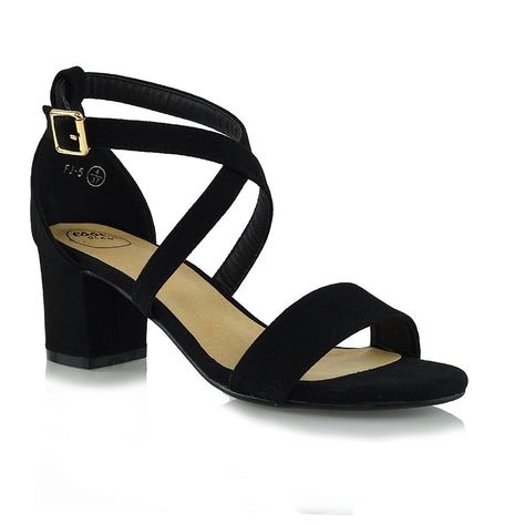 Women's Shoes, Sandals, Heeled Sandals, Womens Low Heels Strappy Block Heel Ankle Strap Evening Sandals - Black Faux Suede - CF1852D024M  #fashion #style #womenshoes #Sandals #fashionwomen #shopping #Heeled Sandals