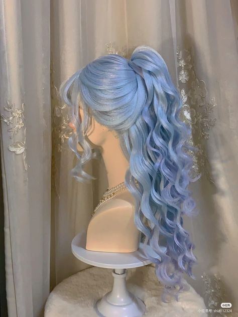 Cute Blue Hairstyles, Mermaid Hair Aesthetic, Hair Styles Wig, Aesthetic Wigs, Emo Shag, Bob Black Women, Fluffy Bob, Short Hair Curly, Bob Black