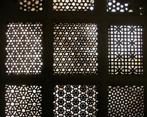 Jali patterns by surrealpenguin, via Flickr Jali Furniture, Udaipur Palace, Ceiling Diffuser, Jali Design, Jaali Design, Wrought Iron Furniture, Mughal Architecture, Mdf Plywood, Facade Lighting