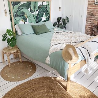 Botanical green bedroom Ikea Bergpalm, Ikea Bed Hack, Sage Green Bedroom, Bedroom Decor For Couples, Ikea Bed, Green Bedroom, Small Bedroom Decor, Couple Bedroom, Green Rooms