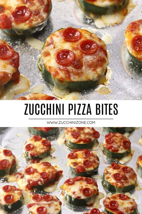 Zucchini pizza bites are perfect for snacking and serving as an appetizer at your next party. Thick sliced zucchini is topped with marinara, cheese, and pepperoni and broiled to perfection in the oven. Zucchini Pepperoni Bites, Zucchini Pizza Bake, Easy Vegetable Pizza, Zucchini Pizza Stacks, Snack To Make At Home, Zucchini Appetizers, Zucchini Dinner, Pepperoni Pizza Bites, Zucchini Appetizer