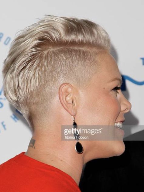 Pixie Cut Back View Neckline, Pink Singer Hair, P!nk Hairstyles, Pink Singer Hairstyles, Short Hair Plus Size, Badass Haircut, Hair Stock Photos, Short Hair Mohawk, Pink Haircut