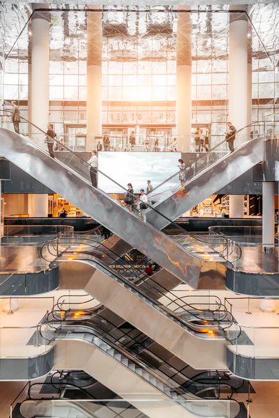 Mall Escalator, Escalator Design, Transport Terminal, Louver Design, Concept Collage, Vertical Circulation, Mall Architecture, Islamic School, Skyscraper Building