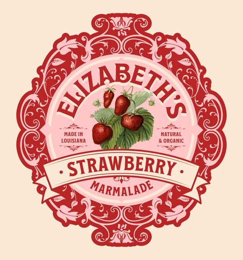 Strawberry Marmalade, Vintage Label Design, Label Design Template, Vintage Packaging, Vintage Poster Art, Vintage Labels, Marmalade, Aesthetic Stickers, Like A Pro