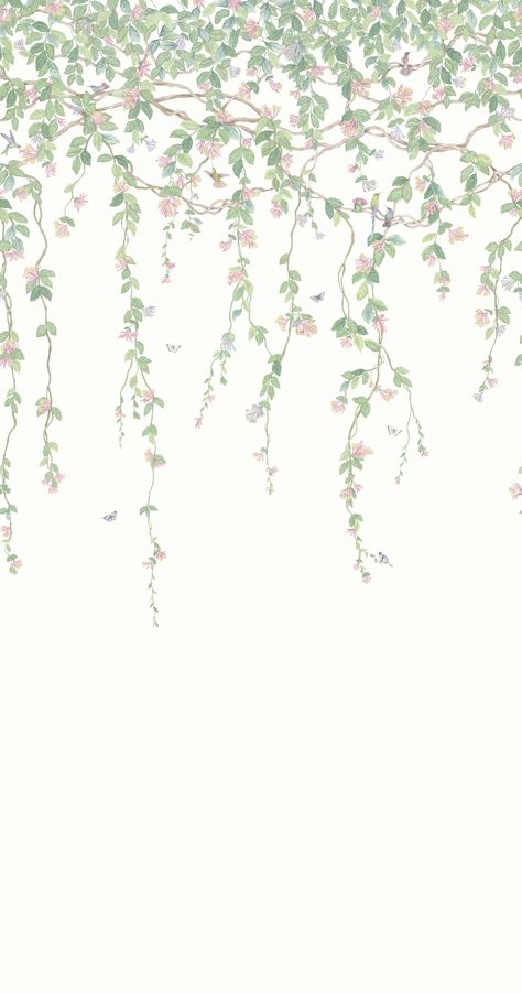 Browse All Luxury Wallpapers - Cole & Son Green Flower Wallpaper, Hummingbird Perch, Botanical Interior, Flower Vines, Sea Wallpaper, Cream Wallpaper, Racing Green, Flower Background Wallpaper, Pattern Repeat