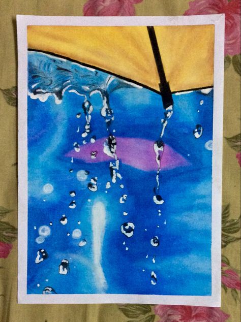 Raindrop Drawing, Oil Pastel Art, Oil Pastel Drawings, Watercolor Art Lessons, Books Aesthetic, Pastel Drawing, Rain Drops, Art Portfolio, Art Therapy