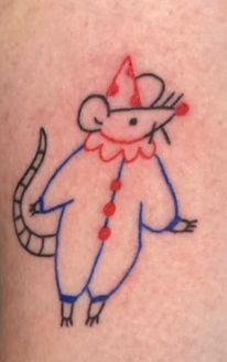 Silly Clown Tattoo, Tiny Clown Tattoo, Clown Tattoo, Funky Tattoos, Cute Tiny Tattoos, Cute Little Tattoos, Stick N Poke, Poke Tattoo, A Clown