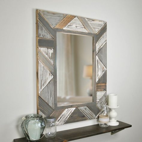 Farmhouse Mirrors, Gray Wall, Plank Walls, Accent Mirror, Rectangular Mirror, Framed Mirror Wall, Mirrors Wayfair, What Can I Do, Grey Walls