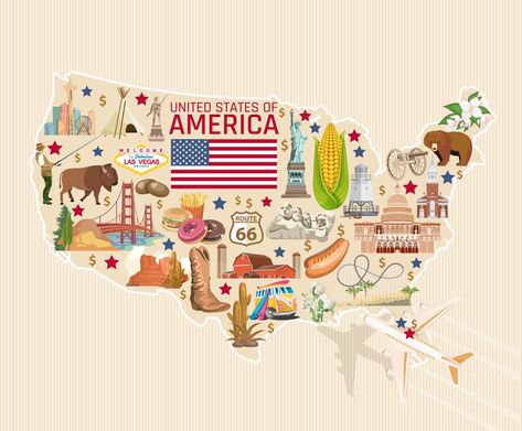 International Party Theme, Sagittarius Ascendant, Welcome To Usa, Usa Landmarks, Usa Culture, America Poster, Maps Aesthetic, Creative Destruction, Us State Map