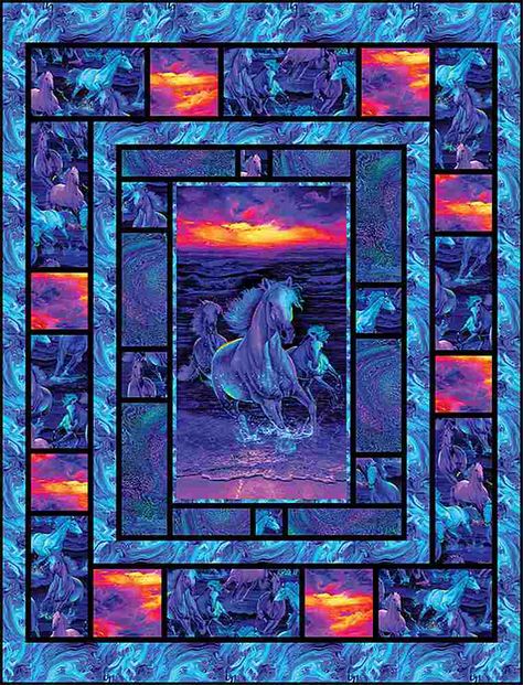 Quilts With Center Panels, Unicorn Panel Quilts, Alaska Quilts, Midnight Run, Space Quilt, Panel Quilt Patterns, Sky Digital, Block Patterns, Quilts Ideas