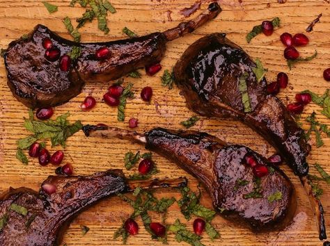 Pomegranate and Mint Lamb Chops Recipe - McGonigle's Pomegranate Lamb, Lamb Chops Recipe, Lamb Loin Chops, Lamb Loin, Lamb Chop Recipes, Lamb Chop, Gluten Free Main Dishes, Lamb Ribs, Holiday Meal