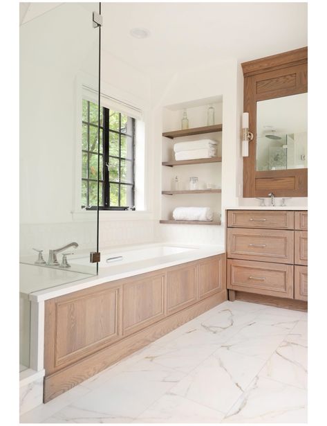 Master Bath Drop In Tub Ideas, Tub With Surround, Enclosed Tub Ideas, Built In Tub To Free Standing, Drop In Tubs Master Bath, Built In Tub Between Two Vanities, Built In Master Tub, Tub Deck Tile, Built In Tub Next To Shower Ideas