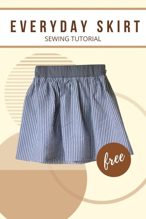 Everyday Skirt FREE sewing tutorial. This skirt has been designed with a contrasting waistband. This free tutorial comes in size 5T. If your child is bigger or smaller, you may want to adjust the size of the waistband up or down an inch or two. Toddler Skirt Pattern Free, Girls Skirt Pattern Free, Skirt Sewing Pattern Free, Girls Skirt Patterns, Everyday Skirt, Sewing Patterns Skirt, Skirt Pattern Free, Everyday Skirts, Toddler Patterns