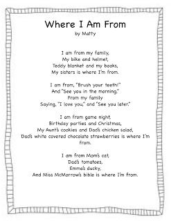 Forever in First: "Where I'm From" (ffreebie) awesome template for a free verse poem Where Im From Poem, I Am Poem Template, Poetry Templates, I Am Poem, Free Verse Poems, Poem Template, Poetry Projects, Poetry For Kids, Poetry Ideas