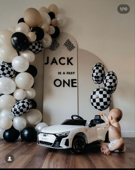 Rolls Royce Birthday Theme, Cars Theme 1st Birthday Party Decorations, Race Car Theme Cake Smash, Wheel Themed First Birthday, Race 1st Birthday, One Fast Dude, Race Car 1st Birthday Photoshoot, One Speedy Year Birthday, Fast One Party Theme