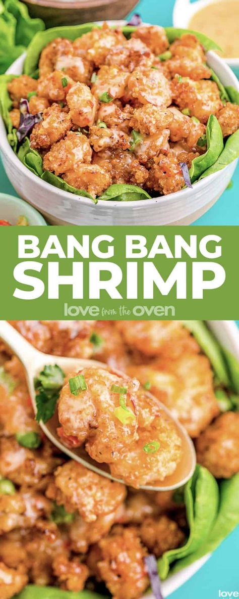 Bang Bang Shrimp Recipe • Love From The Oven Bang Bang Shrimp Sauce, Asian Shrimp Recipes, Hosting Snacks, Bang Bang Shrimp Tacos, Fun Appetizers, Bang Bang Shrimp Recipe, Love From The Oven, Bonefish Grill, Drinks Summer