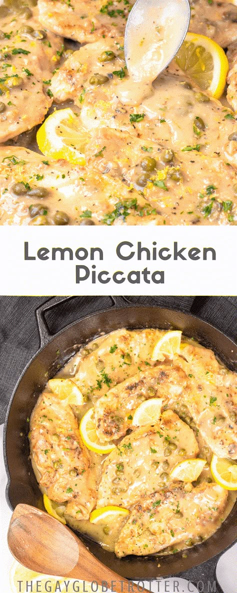 This easy lemon chicken piccata recipe is a simple and fresh chicken dinner! The chicken piccata sauce is made with white wine, capers, butter, and lemon juice! #gayglobetrotter #chicken #piccata #chickenpiccata #lemon #lemonchickenpiccata #chickendinner Lemon Chicken Piccata Recipe, Chicken Piccata Easy, Easy Lemon Chicken, Piccata Sauce, White Wine Recipes, Lemon Chicken Piccata, Piccata Recipe, Chicken Piccata Recipe, Lemon Chicken Recipe