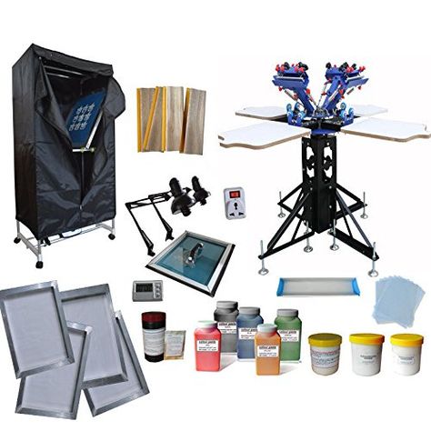 I feel like you can't get a better deal on this screen printing all-in-one setup!  #screenprinting #diy #ad #sidehustle #crafts #extraincome Drying Cabinet, Screen Printing Press, Floor Machine, Pallet Size, Start Screen, Screen Printing Machine, Press Kit, Printing Machine, Printing Press