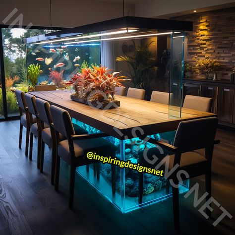 These Aquarium Dining Tables Will Make Waves at Your Next Dinner Party! – Inspiring Designs Daining Table, Dining Island, Gladiator Arena, Think Bigger, Marine Plants, Aquatic Life, Make Waves, Date Dinner, Fish Bowl