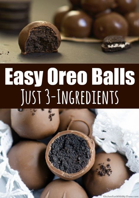 Easy Oreo Balls Recipe, Oreo Balls Recipe 3 Ingredients, Easy Oreo Balls, Truffle Recipe Christmas, Oreo Recipe, Oreo Balls Recipe, Easy Treats To Make, 3 Ingredient Desserts, Ritz Cracker