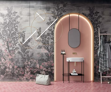 Inediti 03, Inkiostro Bianco wallpapers: the exploration of unexpected themes Design Interior Baie, Tree Wall Murals, Custom Wall Murals, Interior Vintage, Toilet Design, Tree Wallpaper, Mural Design, Design Del Prodotto, Bathroom Wallpaper