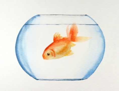 Easy fish painting using watercolor Goldfish Watercolor Painting, Watercolor Art For Beginners Animals, Watercolour Fish Easy, Fish Watercolor Painting Easy, Watercolor Fish Simple, Watercolour Art Ideas Simple, Kids Watercolor Painting Ideas, Easy Watercolor Paintings For Beginners Simple, Watercolor Art For Beginners Simple Easy