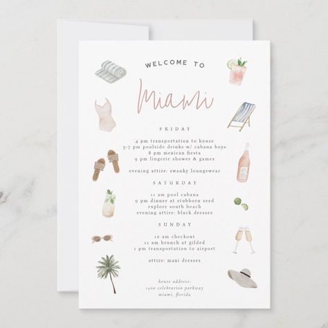 Beach Boho Bachelorette Weekend Itinerary  Zazzle Wine Country Bachelorette, Cactus Swimsuit, Watercolor Drinks, Lingerie Shower Games, Boho Bachelorette, Country Bachelorette, Itinerary Invitation, Bachelorette Weekend Itinerary, Desert Boho