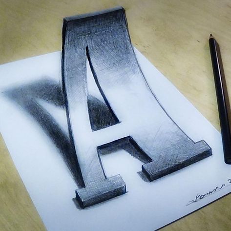 alphabet 3d drawing Letter Drawing, Alphabet Letters Images, 3d Pencil Drawings, Alphabet 3d, Illusion Drawings, 3d Alphabet, Graffiti Lettering Fonts, Drawing Letters, Small Drawings