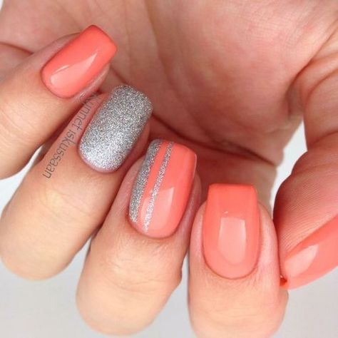 Coral Nails With Design, Bridesmaids Nails, Nail Board, Gel Toe Nails, Coral Nails, Beach Nails, Silver Nails, Hot Nails, Bridal Nails