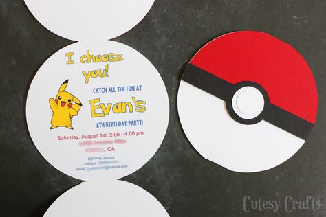 Pokemon Birthday Party Invitations - Free Silhouette cut file OR pdf printable! Pokemon Birthday Party Invitations, Pokemon Birthday Invites, Bolo Simpsons, Pokemon Party Invitations, Birthday Pokemon, Ball Invitation, Pokemon Invitations, Pokémon Birthday, Birthday Party Invitations Free