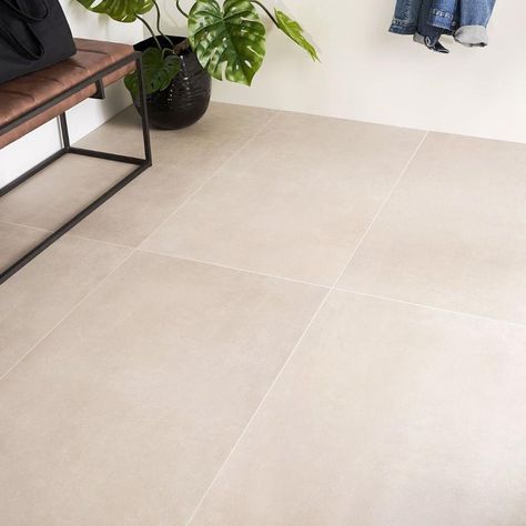 Beige Floor Tile, Tile Floor Living Room, Matte Porcelain Tile, Tiles Ideas, Living Room Tiles, Matte Tile, Beige Tile, Floor Tile Design, Large Tile